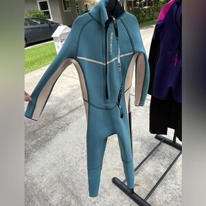Kids Teal and Gray Full-Body Wetsuit